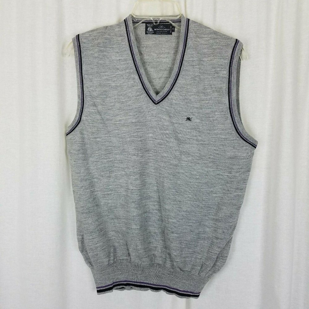 Monte Carlo Magna Wool Vneck Knit Sweater Vest 38